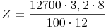 Z = \frac{12700 \cdot 3,2 \cdot 8}{100 \cdot 12}