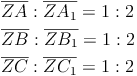 \begin{align} \\ & \overline{ZA} : \overline{ZA_1} = 1 : 2 \\ & \overline{ZB} : \overline{ZB_1} = 1 : 2 \\ & \overline{ZC} : \overline{ZC_1} = 1 : 2 \\ & \end{align}