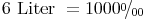 \newcommand{\promille}{%
\relax\ifmmode\promillezeichen
\else\leavevmode\(\mathsurround=0pt\promillezeichen\)\fi}
\newcommand{\promillezeichen}{%
\kern-.05em%
\raise.5ex\hbox{\the\scriptfont0 0}%
\kern-.15em/\kern-.15em%
\lower.25ex\hbox{\the\scriptfont0 00}}\text{6 Liter } = 1000 \promille