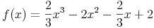 f(x) = \frac{2}{3}x^3 - 2x^2 - \frac{2}{3}x + 2