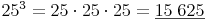 25^3 = 25 \cdot 25 \cdot 25= \underline{15\ 625}