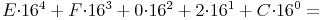 E{\cdot}16^4+F{\cdot}16^3+0{\cdot}16^2+2{\cdot}16^1+C{\cdot}16^0=