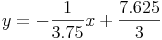 y=-\frac{1}{3.75}x+\frac{7.625}{3}