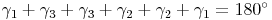 \gamma_1 + \gamma_3 + \gamma_3 + \gamma_2 + \gamma_2 + \gamma_1 = 180^\circ