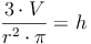 \frac{3 \cdot V}{r^2 \cdot \pi} = h