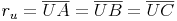 {r{_u}= \overline {UA}= \overline {UB}= \overline {UC}