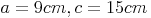 a = 9cm , c = 15 cm