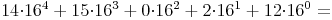 14{\cdot}16^4+15{\cdot}16^3+0{\cdot}16^2+2{\cdot}16^1+12{\cdot}16^0=