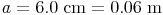 a = 6.0\ \text{cm} = 0.06\ \text{m}
